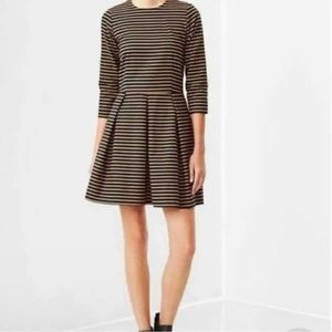 GAP Tan & Black Oxford Striped Fit and Flare Dress Size 2